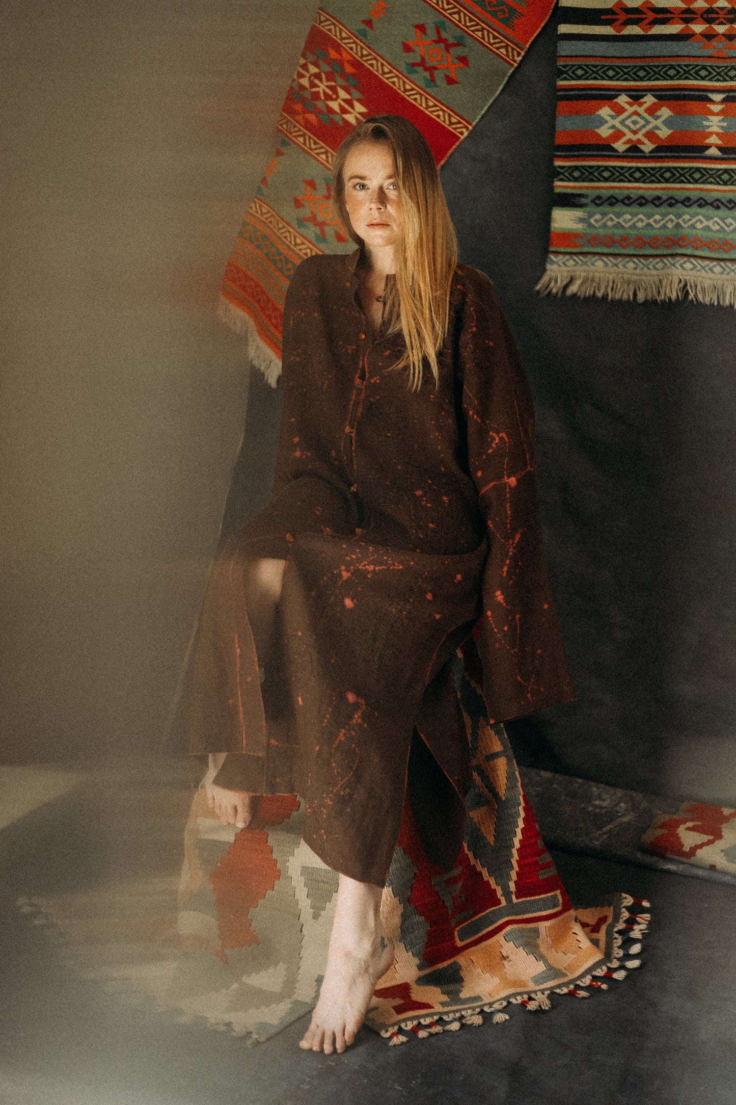 Linen hand-painted tunic
