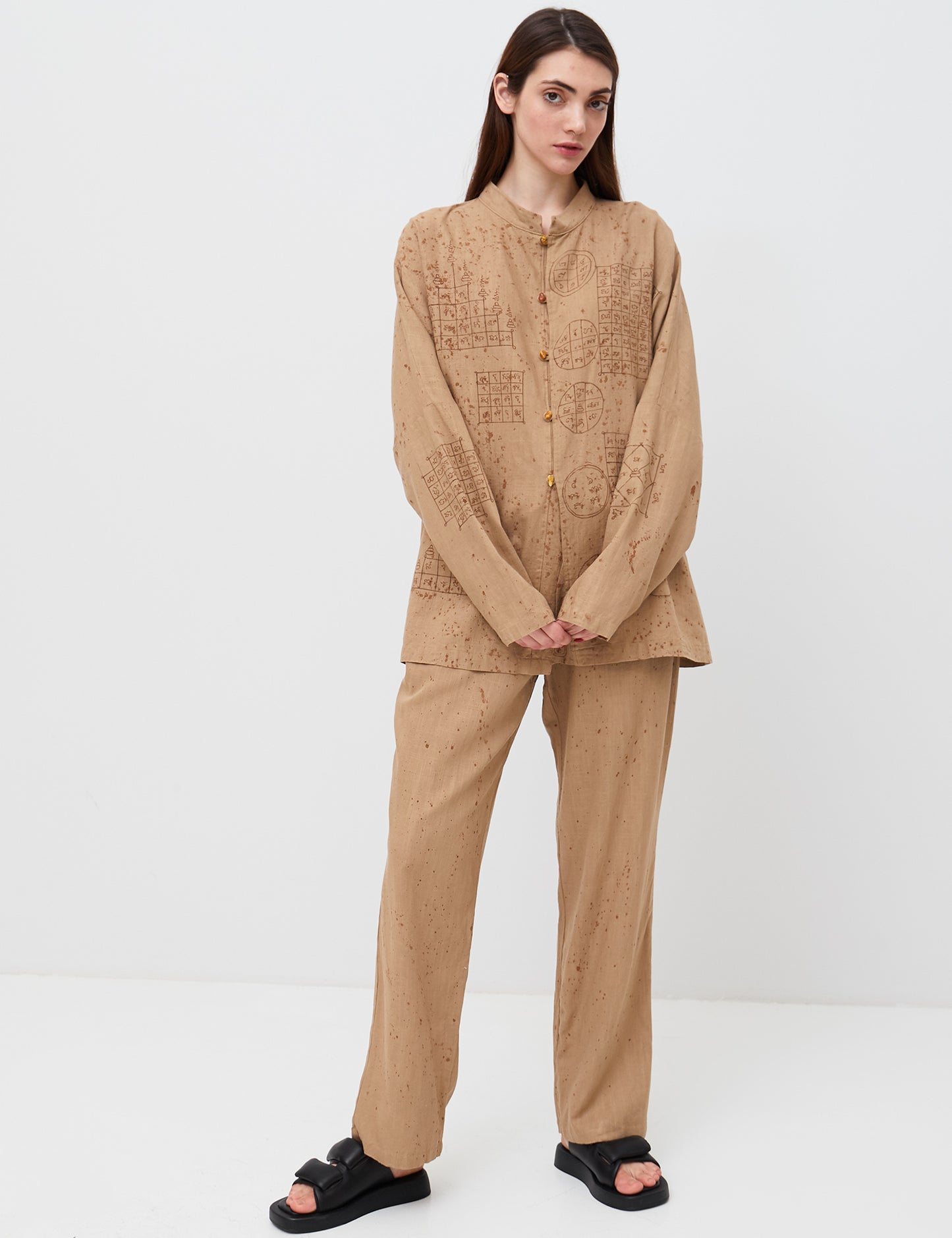 Oversize shirt with sacred symbols Sak Yant