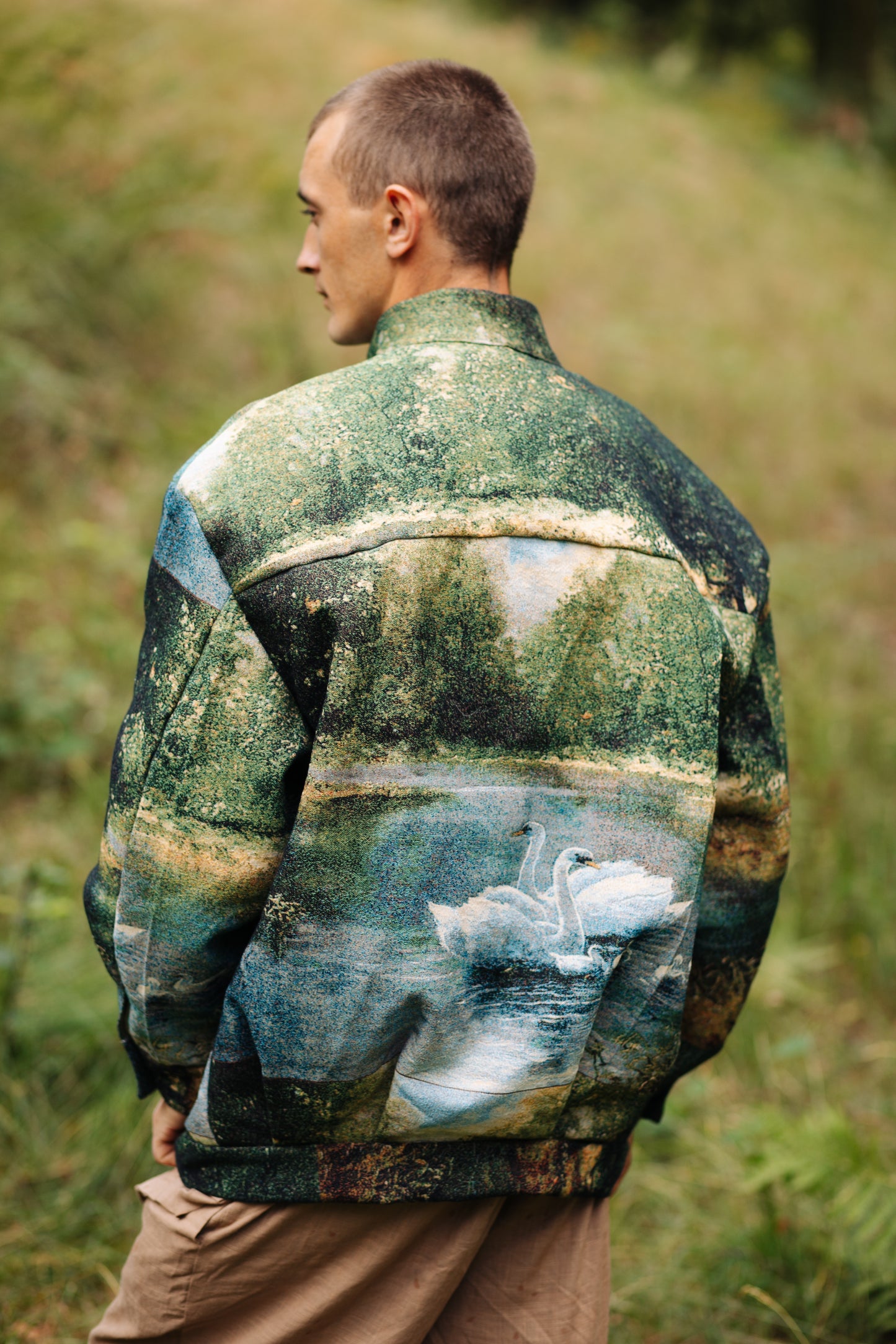 Bomber Tapestry with swans