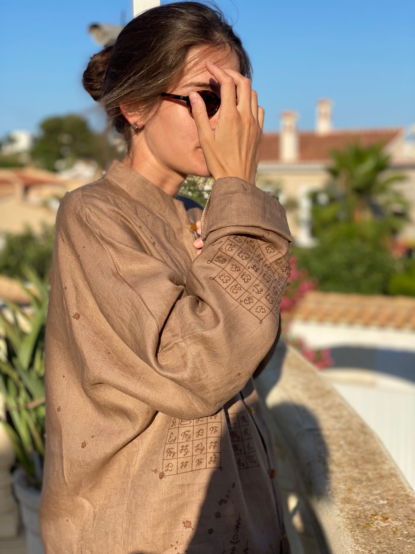 Oversize shirt with sacred symbols Sak Yant