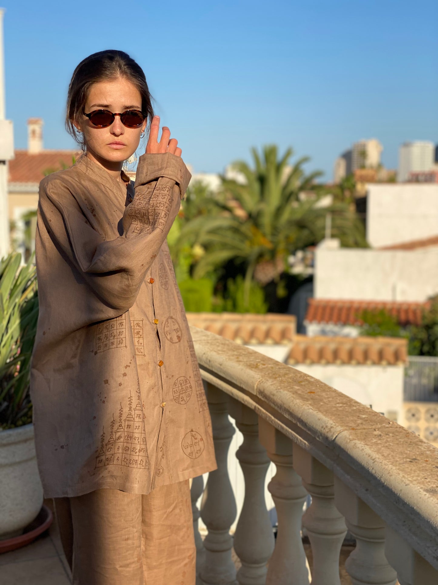 Oversize shirt with sacred symbols Sak Yant