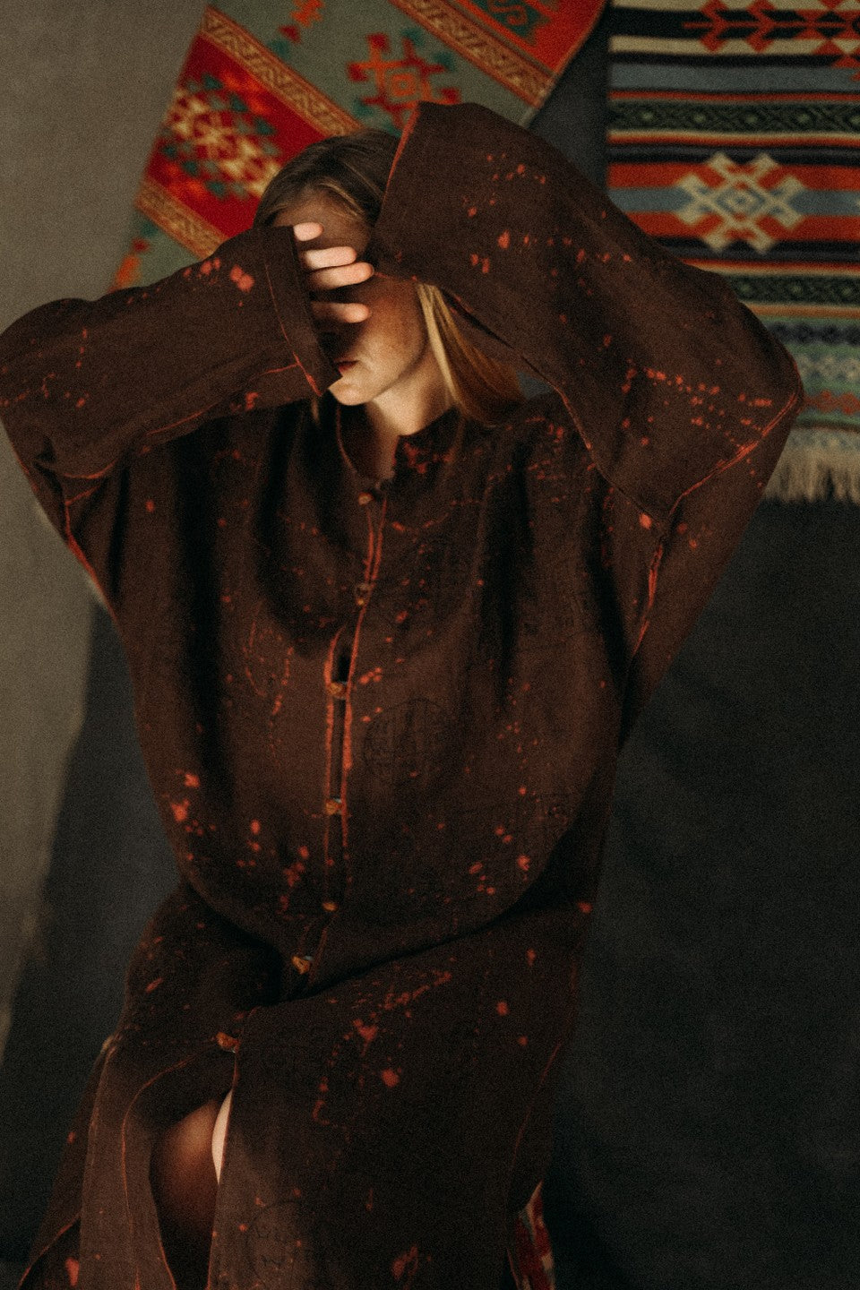Linen hand-painted tunic