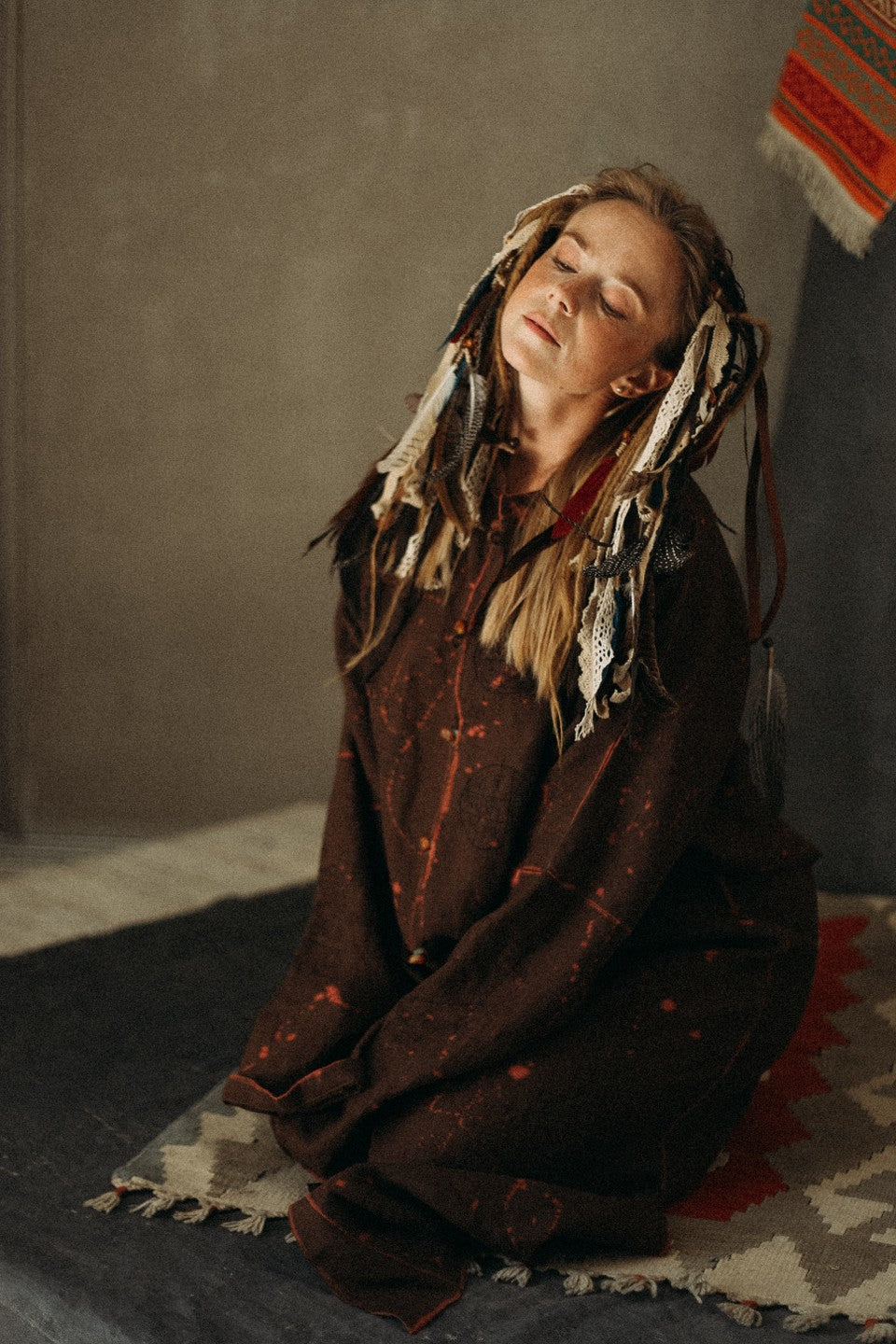 Linen hand-painted tunic