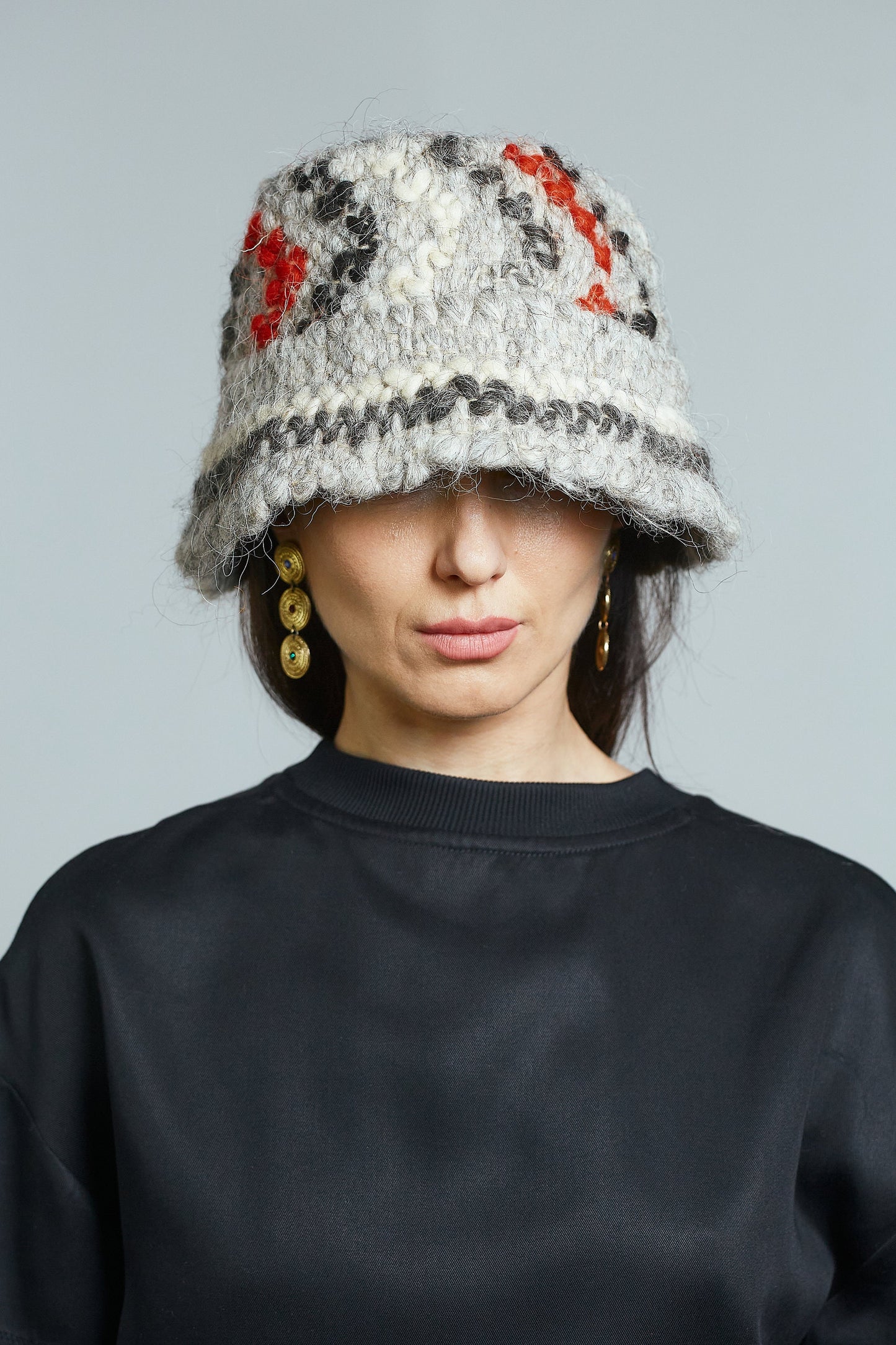 Red x Black x Grey Wool Bucket Hat