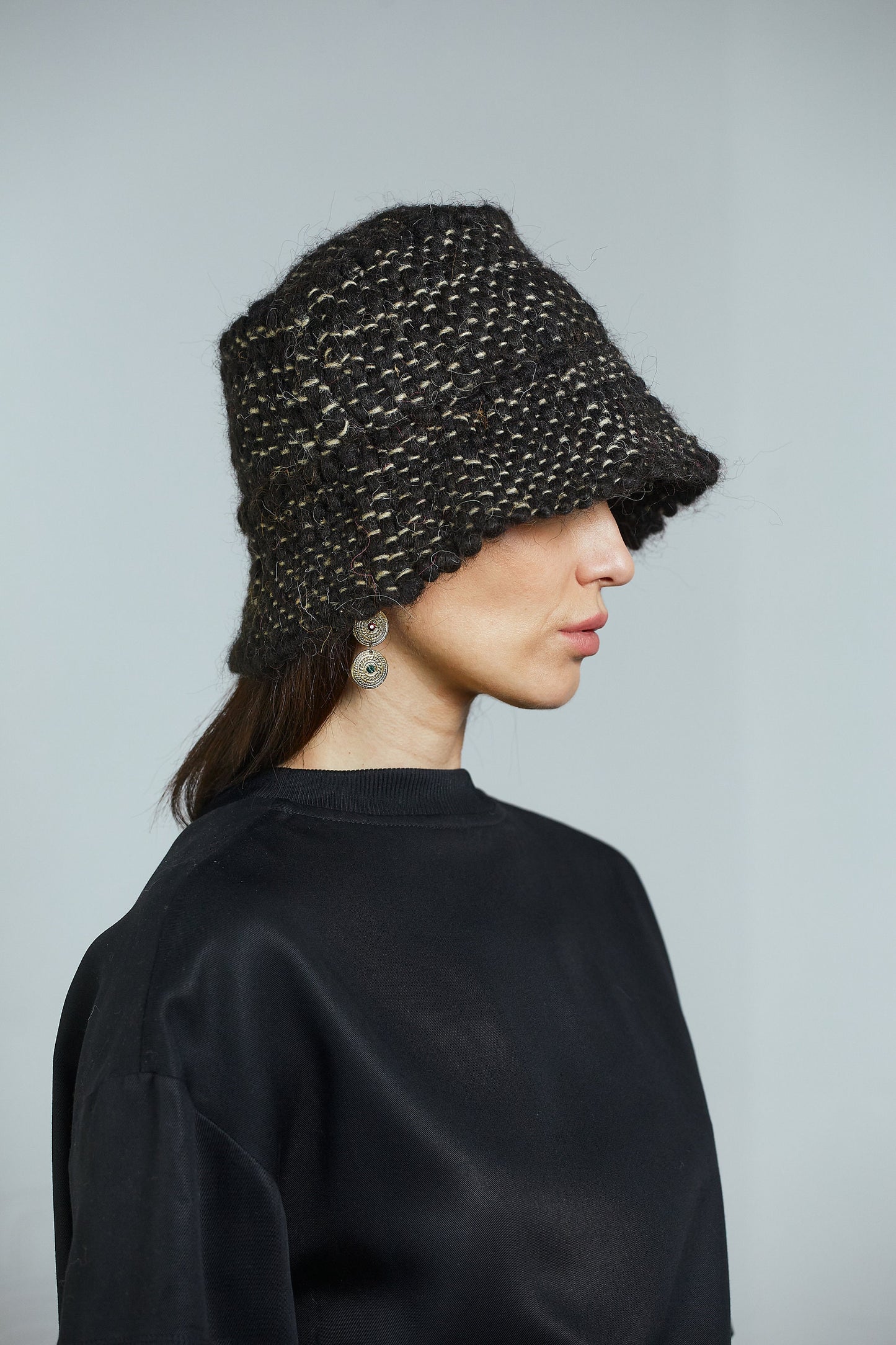 Black wool panama