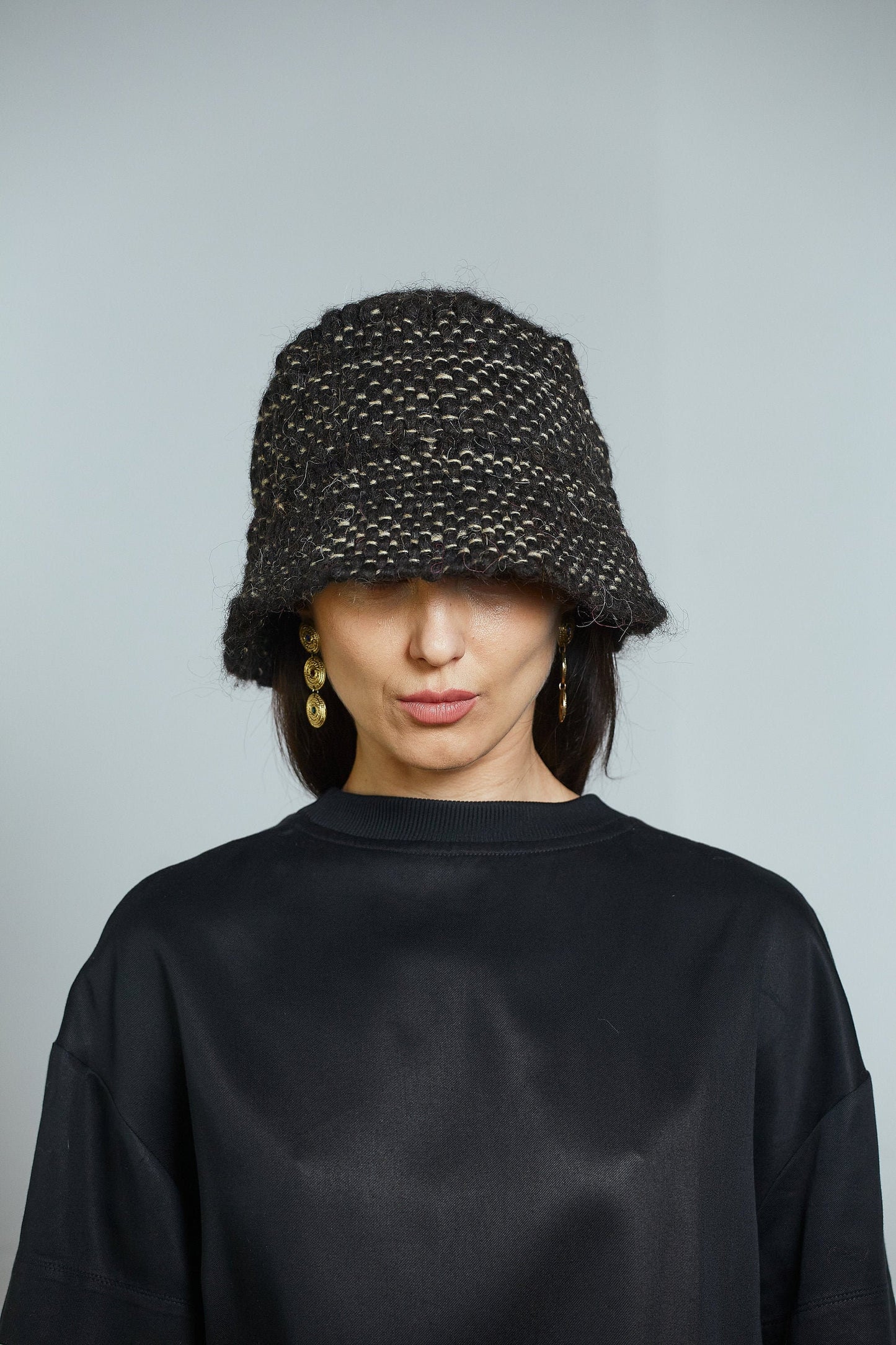 Black wool panama