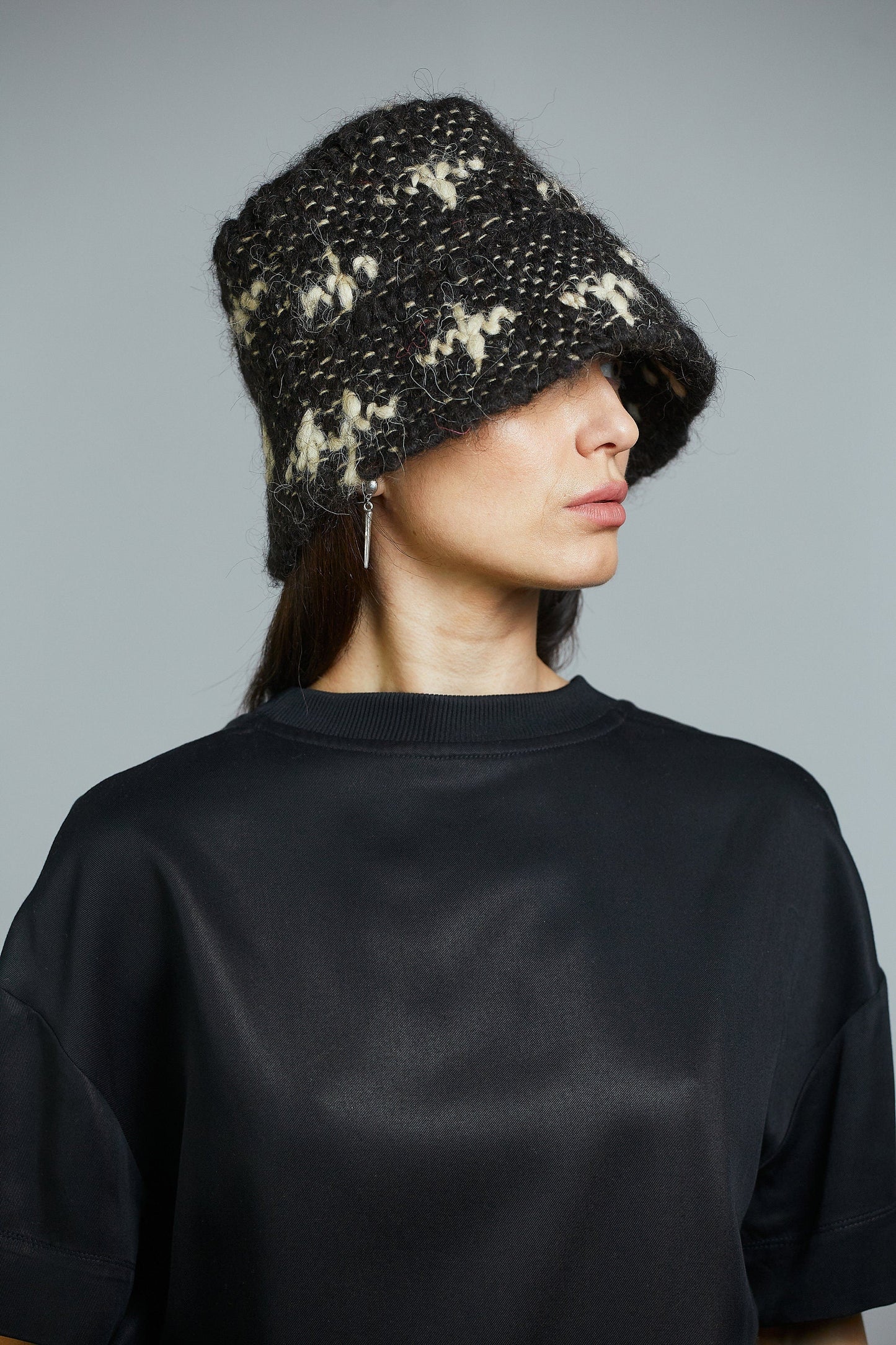 "White X" Black Wool Bucket Hat