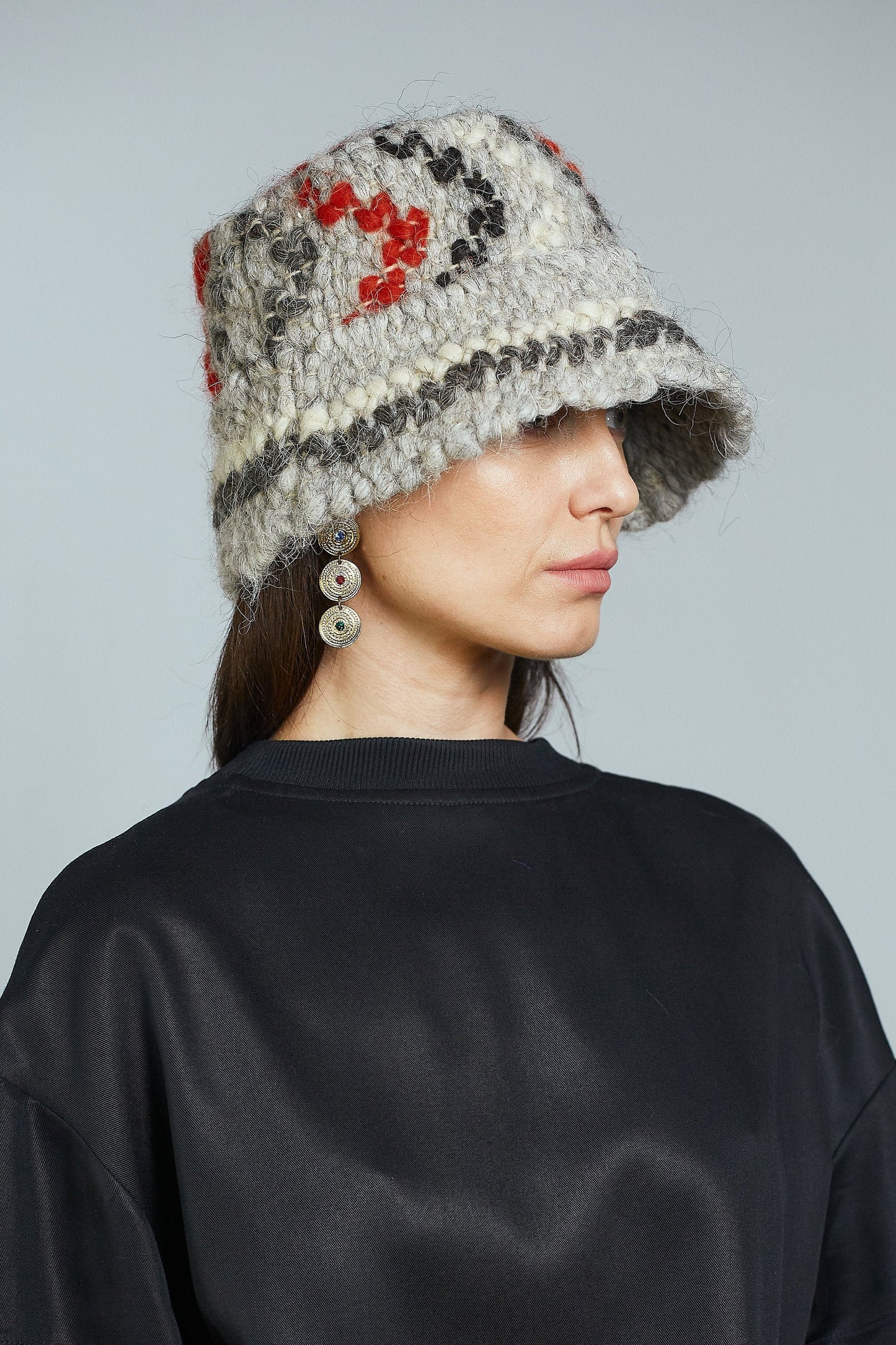 Red x Black x Grey Wool Bucket Hat