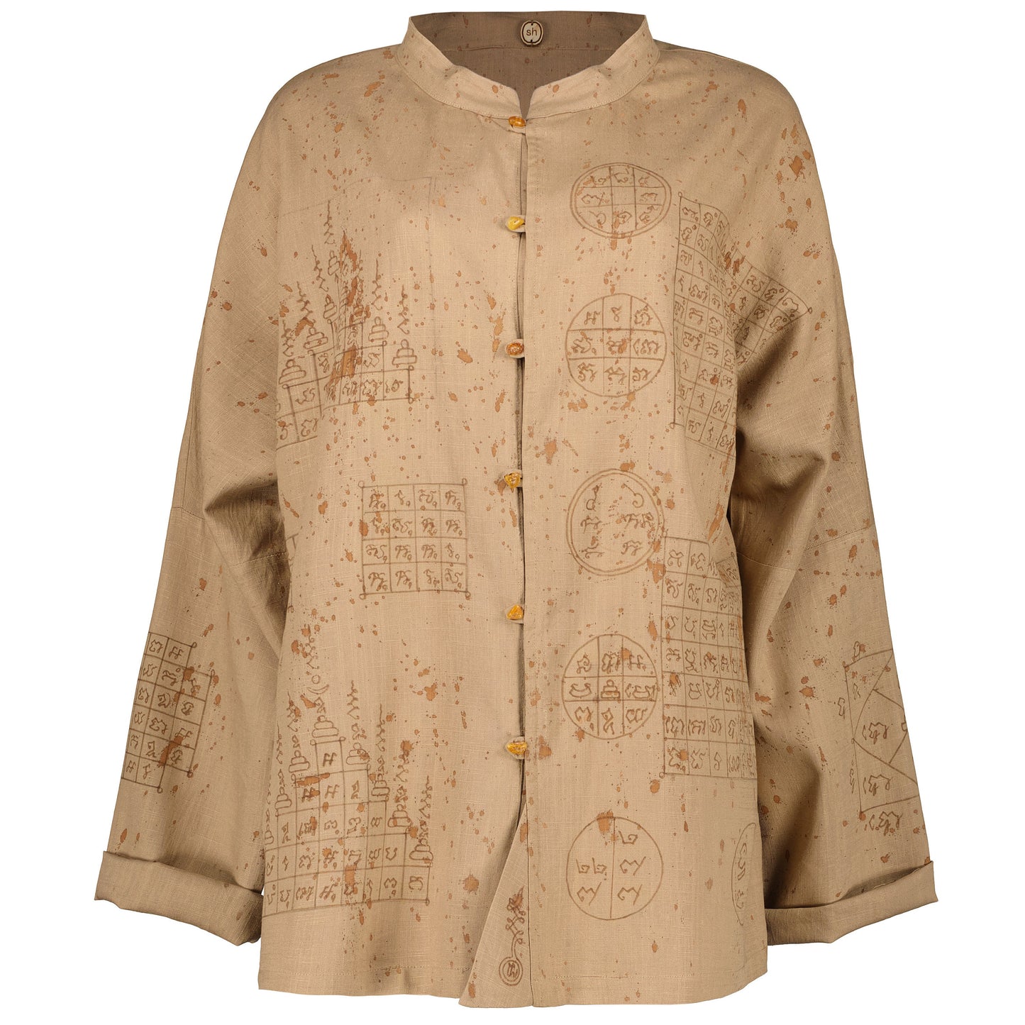 Oversize shirt with sacred symbols Sak Yant