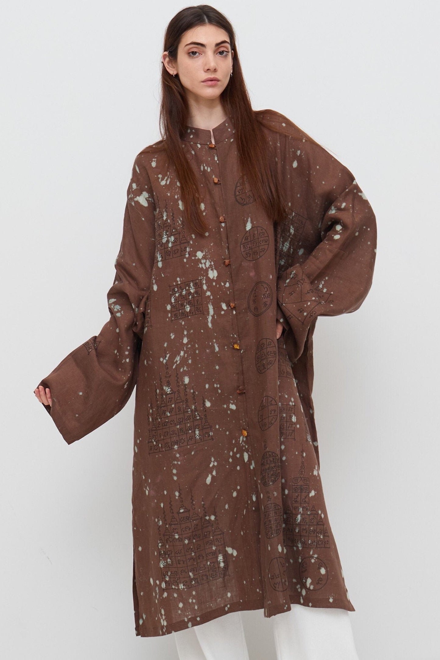 Linen hand-painted tunic