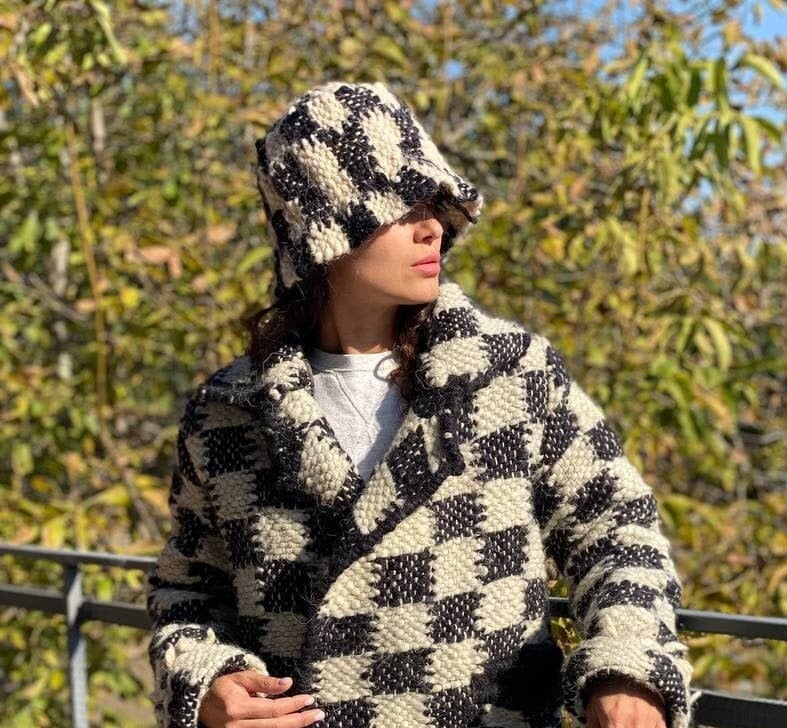 Checkerboard Wool Bucket Hat