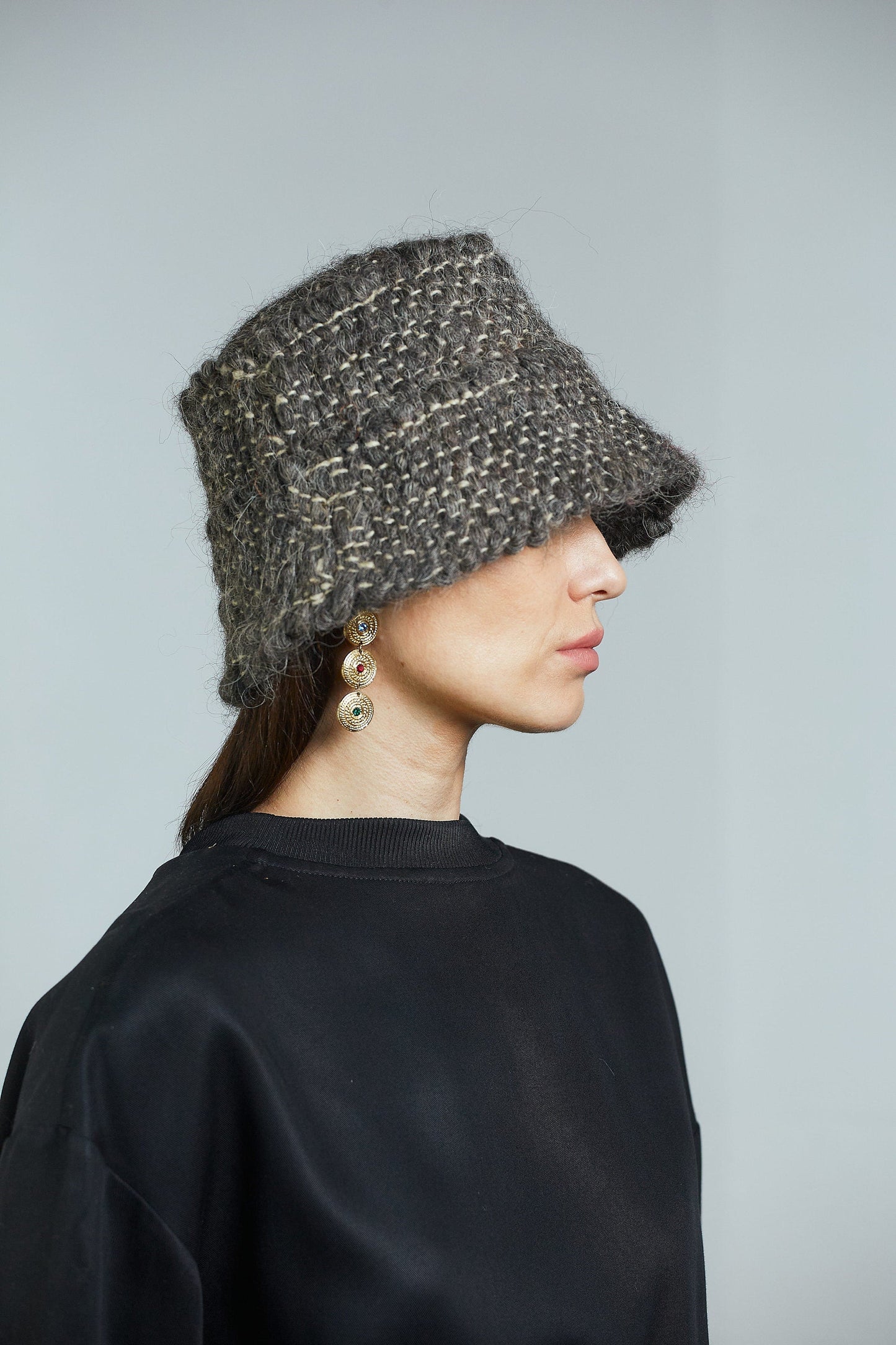Dark Grey Wool Bucket Hat