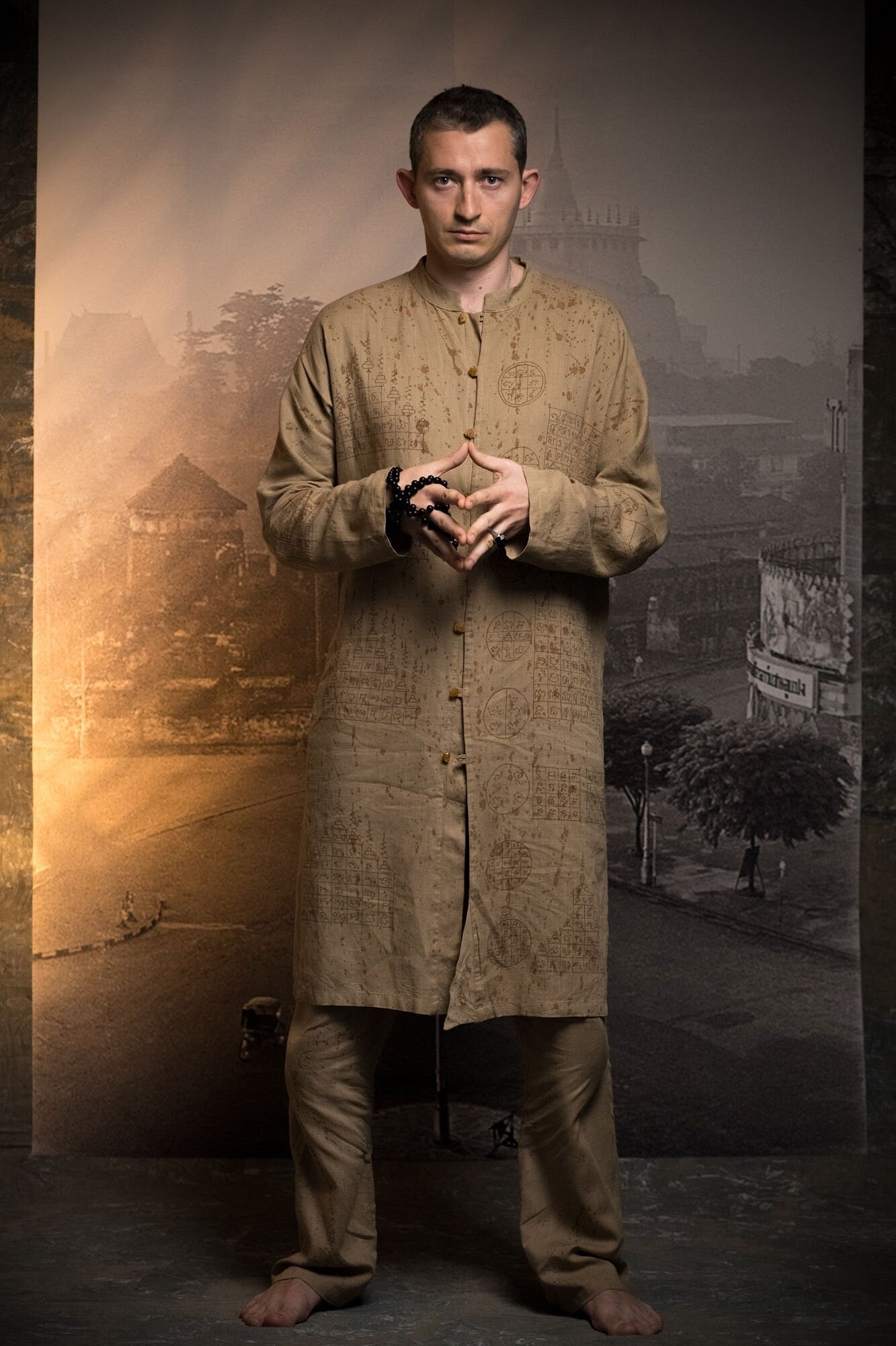 Linen hand-painted tunic