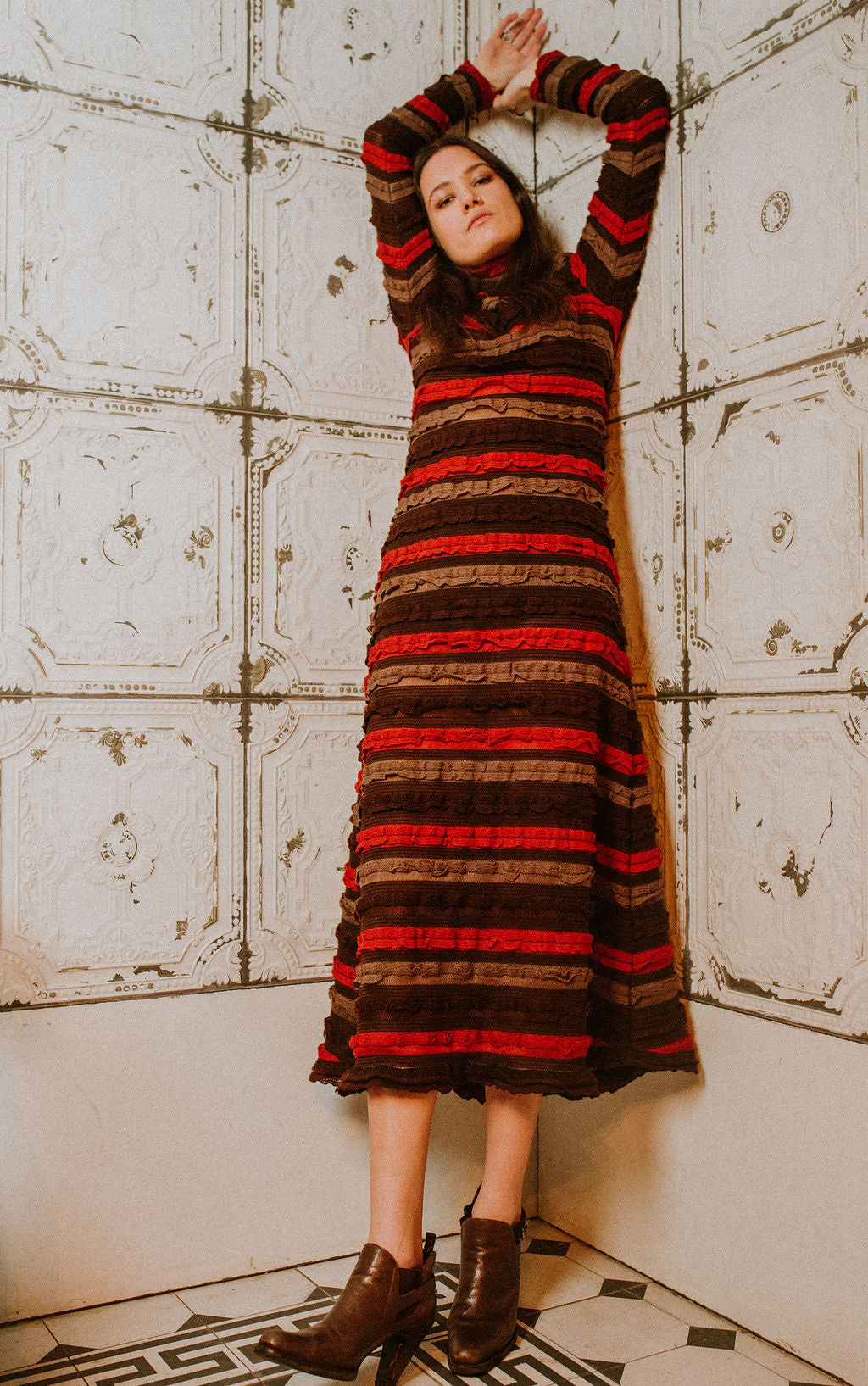Textured knitted dress