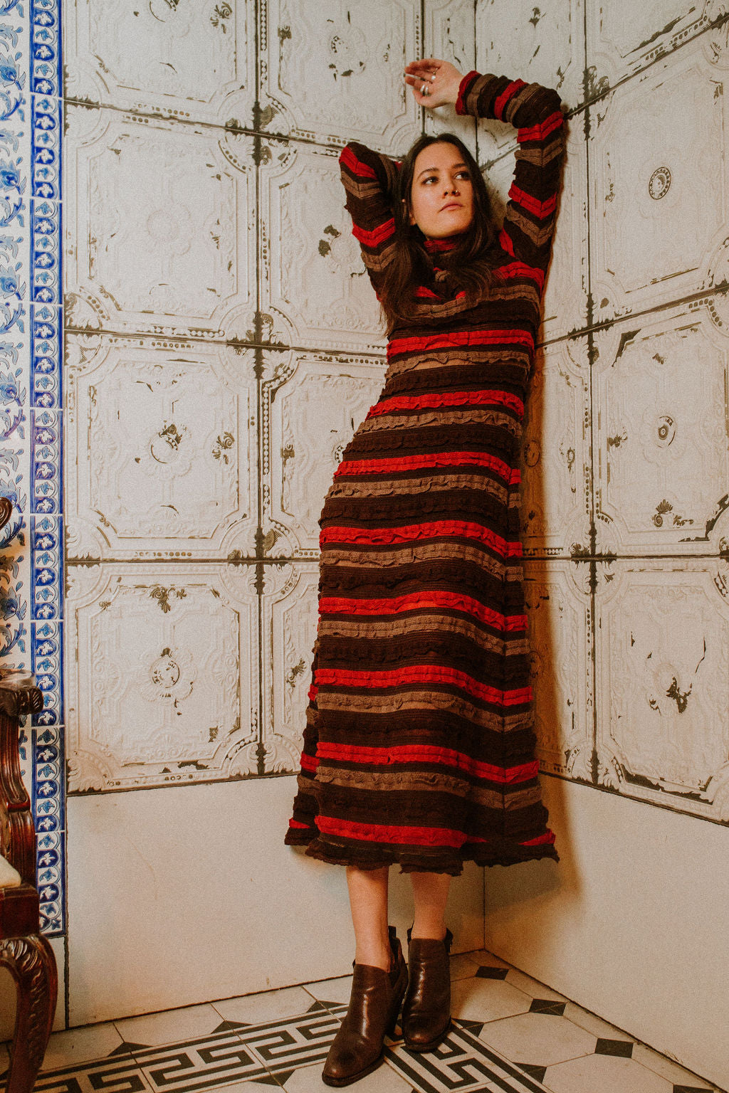 Textured knitted dress