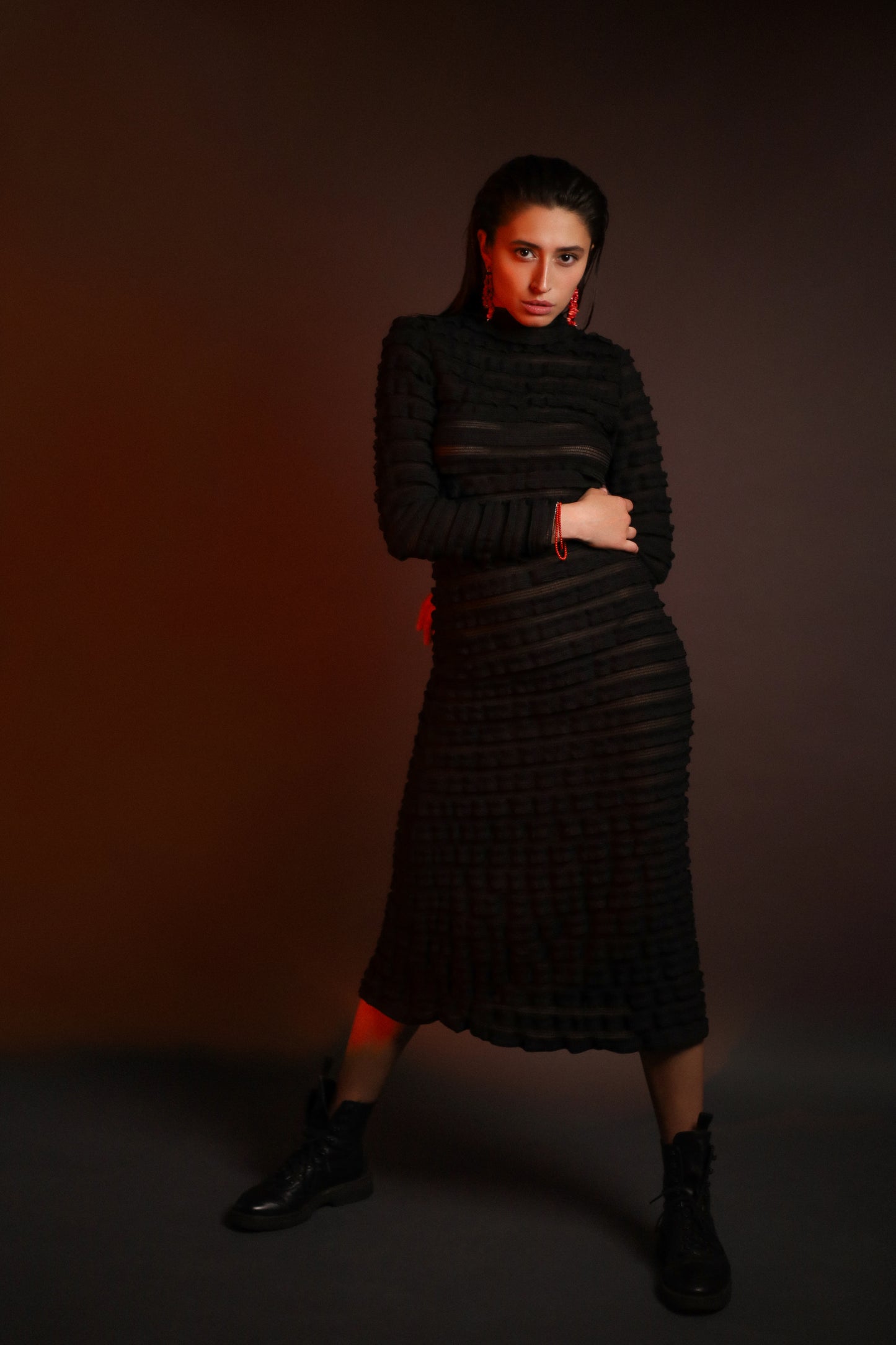 Textured knitted dress