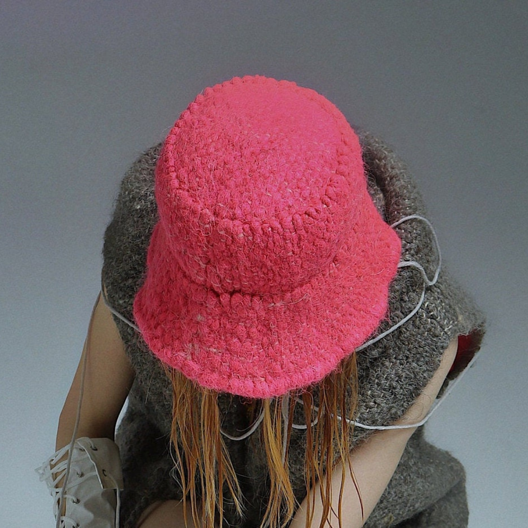 Pink Wool Bucket Hat S-M (56-57 cm) (in Stock Ukraine) / Pink