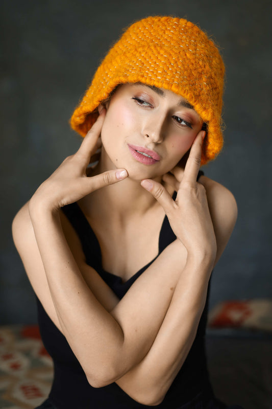 Orange Wool Bucket Hat