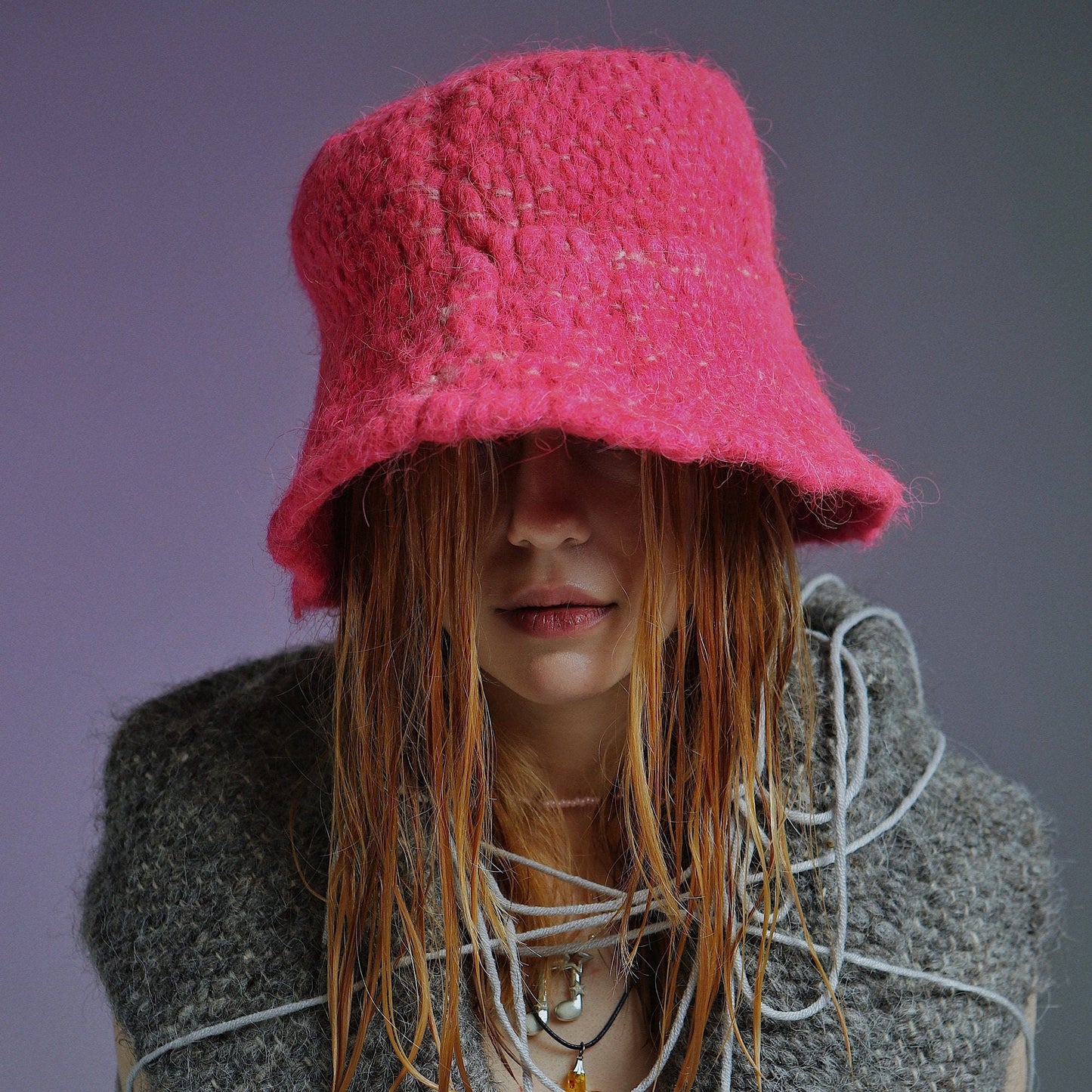 Pink Wool Bucket Hat