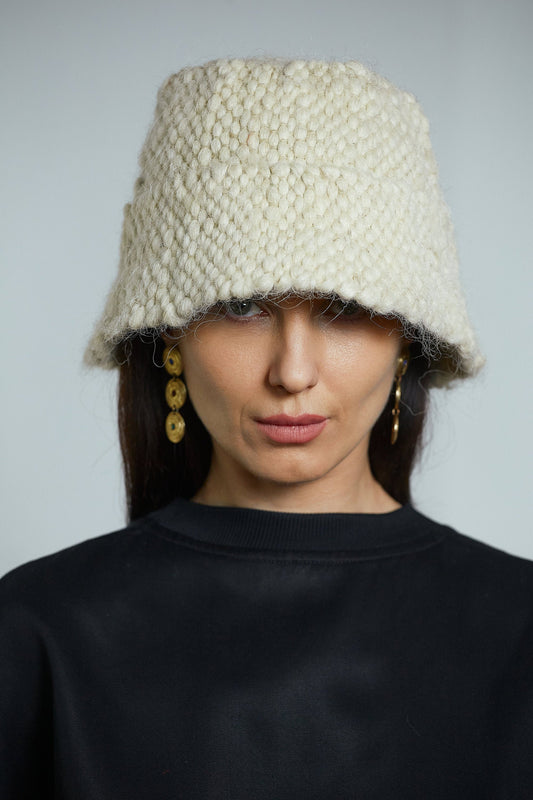 White Wool Bucket Hat