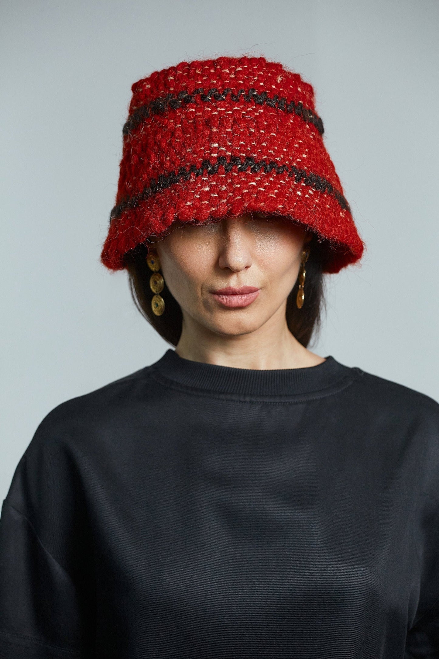 Black x Red Wool Bucket Hat